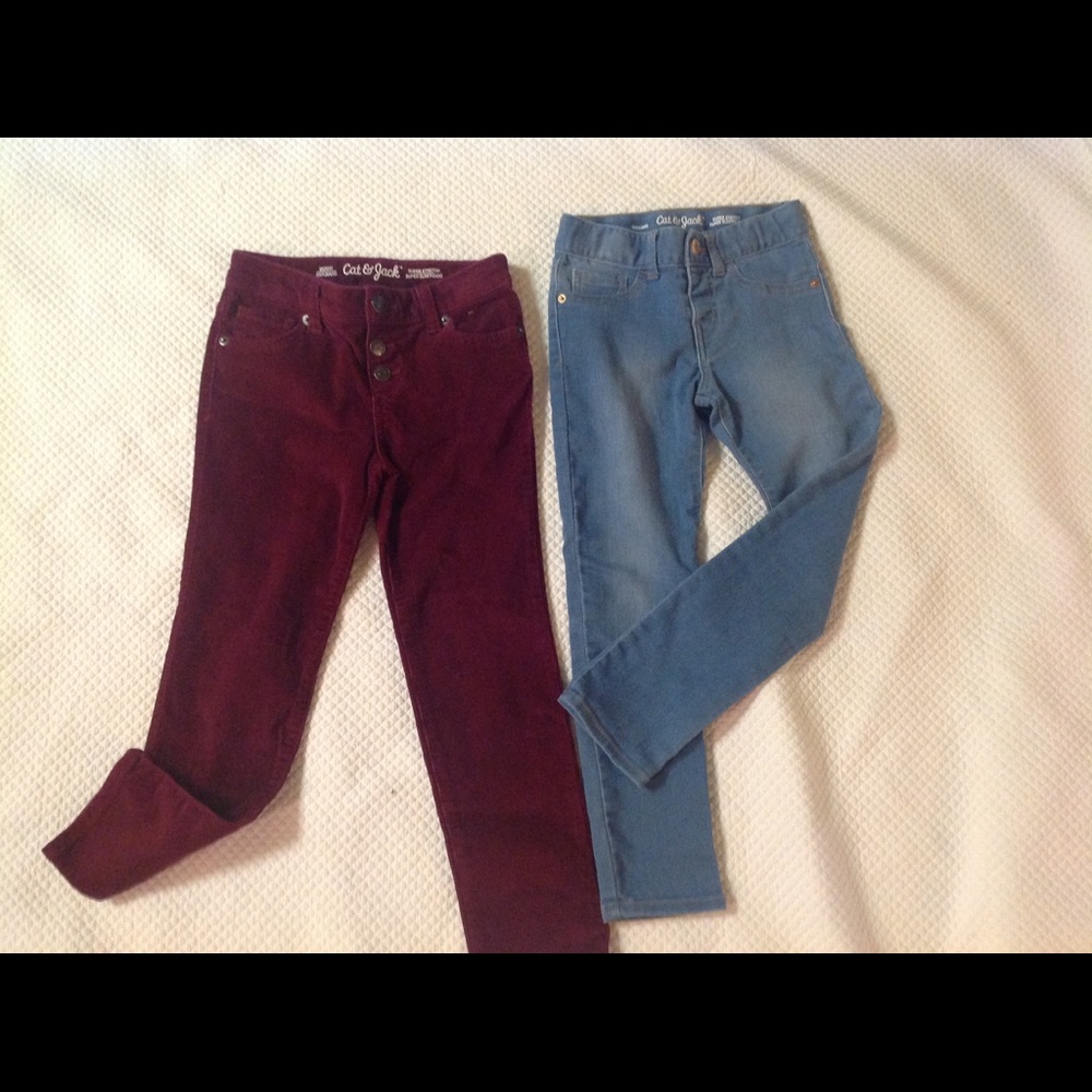 2 pairs jeans burgundy are Super Stretch